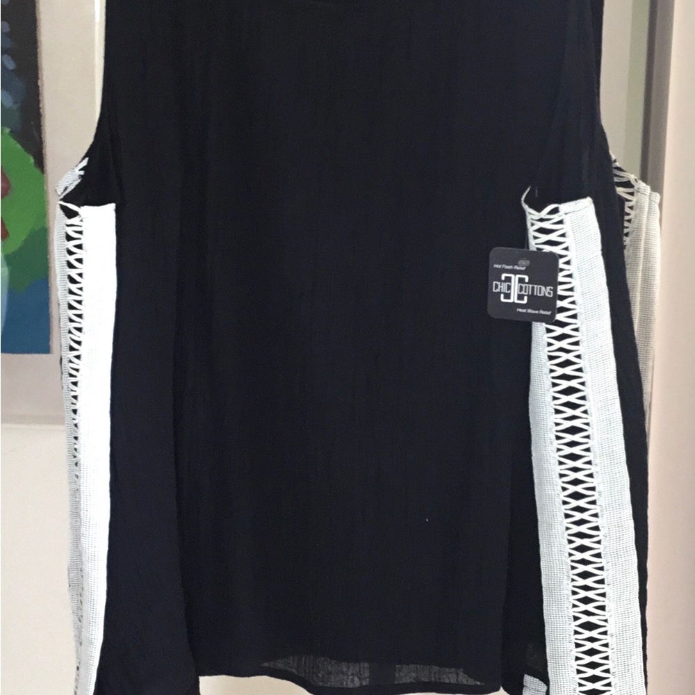 Blk./Whte. 100% airy Cotton Gauze tank top. Size XLarge.